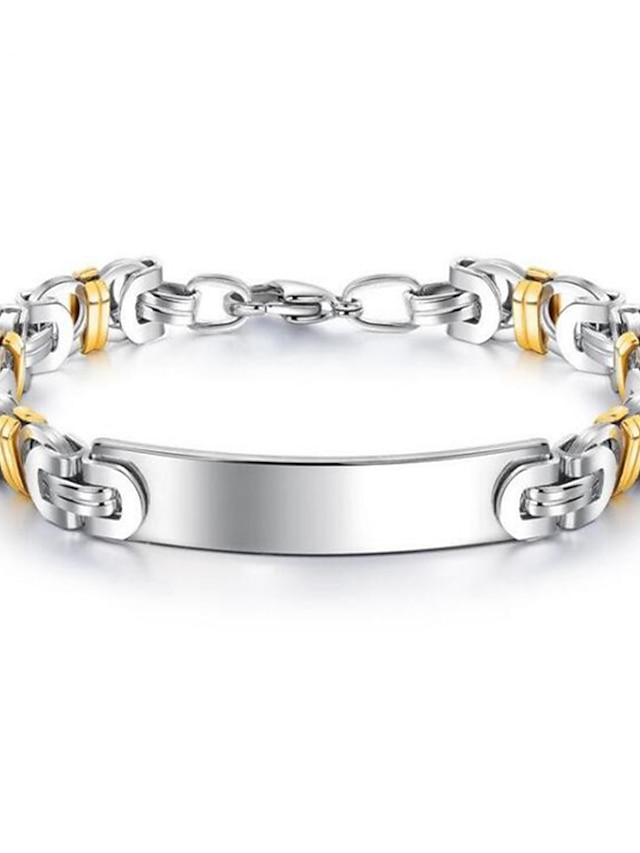  Men's Bracelet Geometrical Vertical / Gold bar Fashion Titanium Steel Bracelet Jewelry Silver For Street Gift Daily Festival