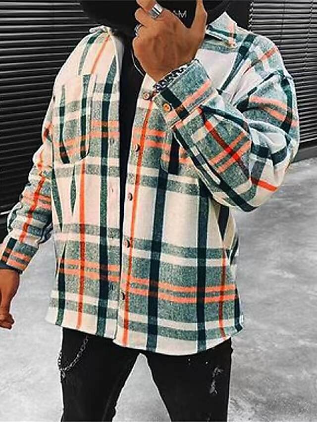 Men's Shirt Lighting Print Long Sleeve Turndown Black Purple Red Navy Blue Outdoor