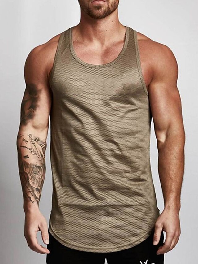  Men's Tank Top Undershirt Sleeveless Shirt Plain U Neck Sport Indoor Sleeveless Clothing Apparel Casual Comfort