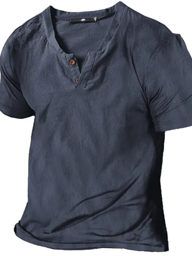 Men's Henley Shirt Tee Top Plain Henley Street Vacation Short Sleeve ...