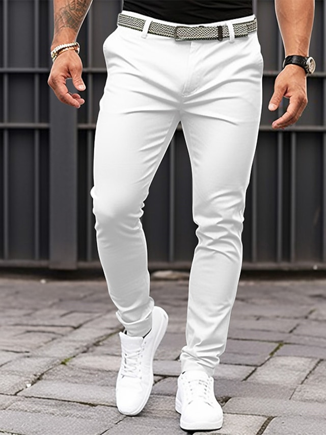 Men's Trousers Chinos Summer Pants Casual Pants Front Pocket Plain ...