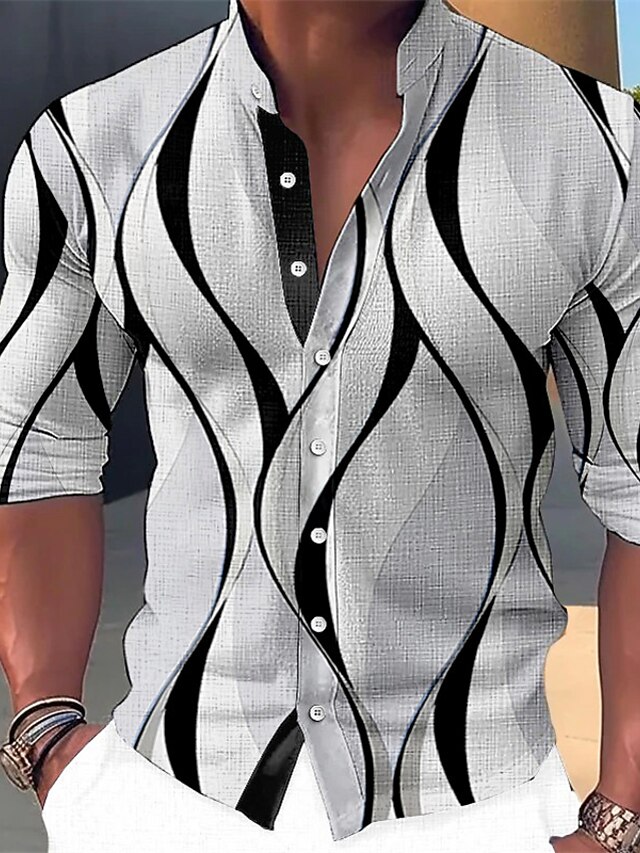 Chemise En Lin Homme Manches Courtes Col Montant - Coupe Ample Chemise Plage Business Lin Respirante