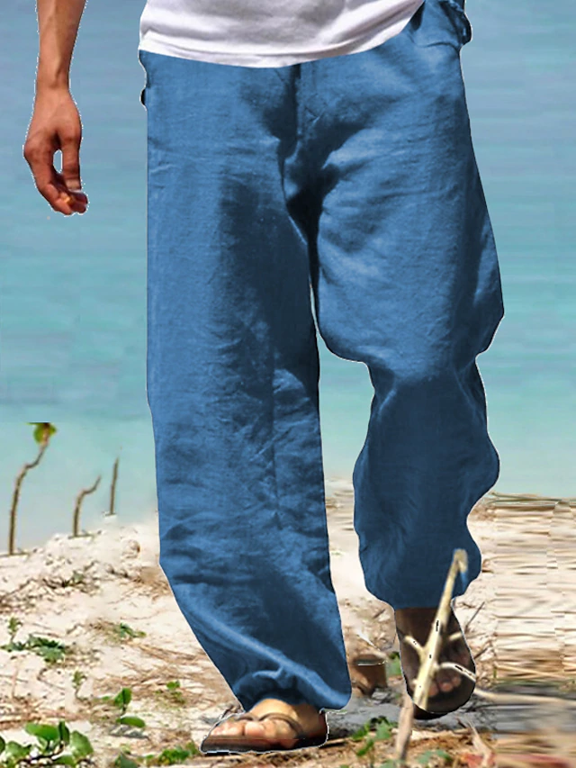 Homme Pantalon en lin Pantalon Chino Conception de cordon élastique Homme Pantalon en lin Pantalon Chino Conception de cordon élastique
