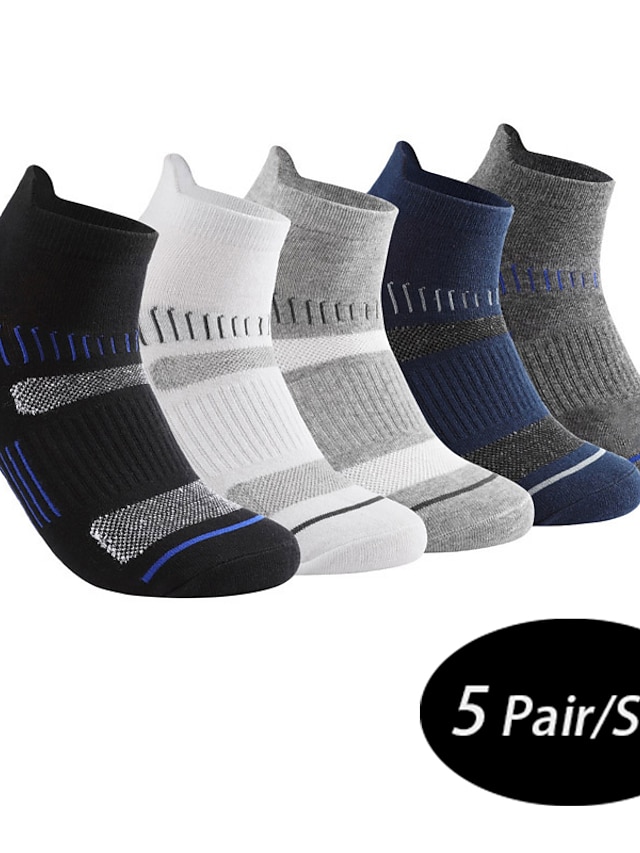  Men's 5 Pairs Socks Ankle Socks Running Socks Black White Color Color Block Casual Daily Medium Spring, Fall, Winter, Summer Stylish Traditional / Classic