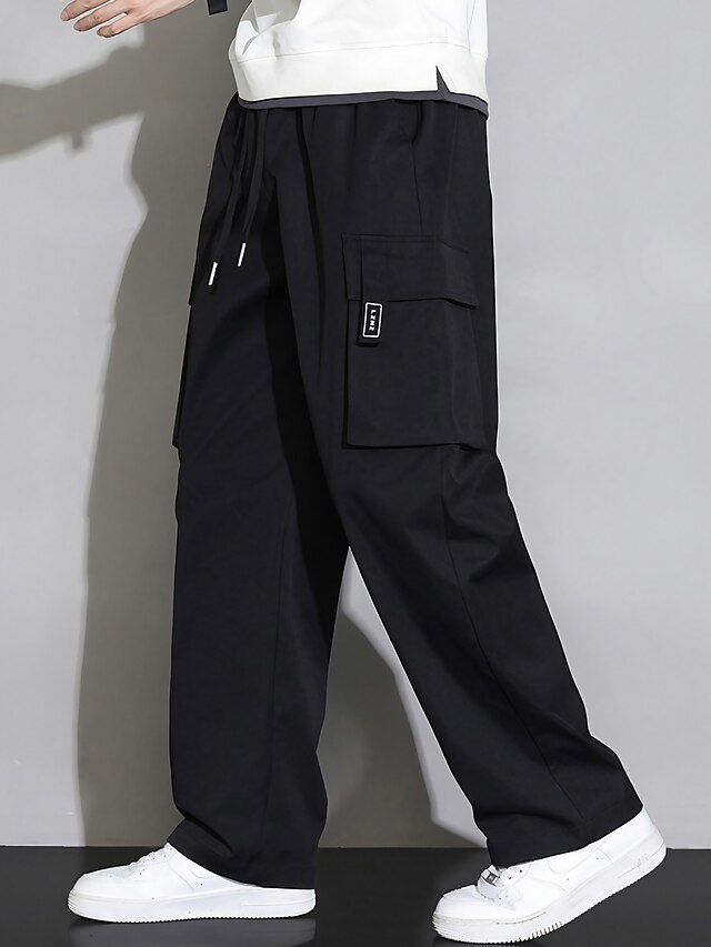 Men's Cargo Pants Cargo Trousers Pocket Drawstring Elastic Waist Plain ...