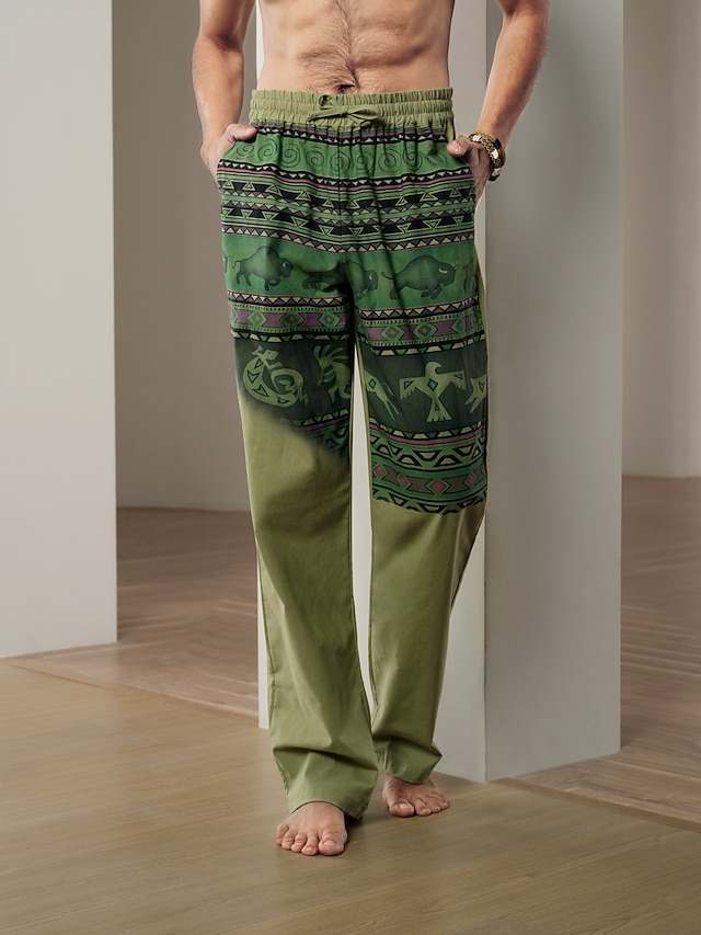 Pantalon De Plage Pour Homme Long Léger Imprimé Large Pantalon De