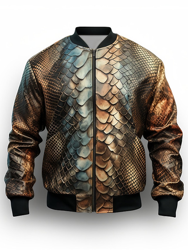 Snake Skin Print Bomber Jacket