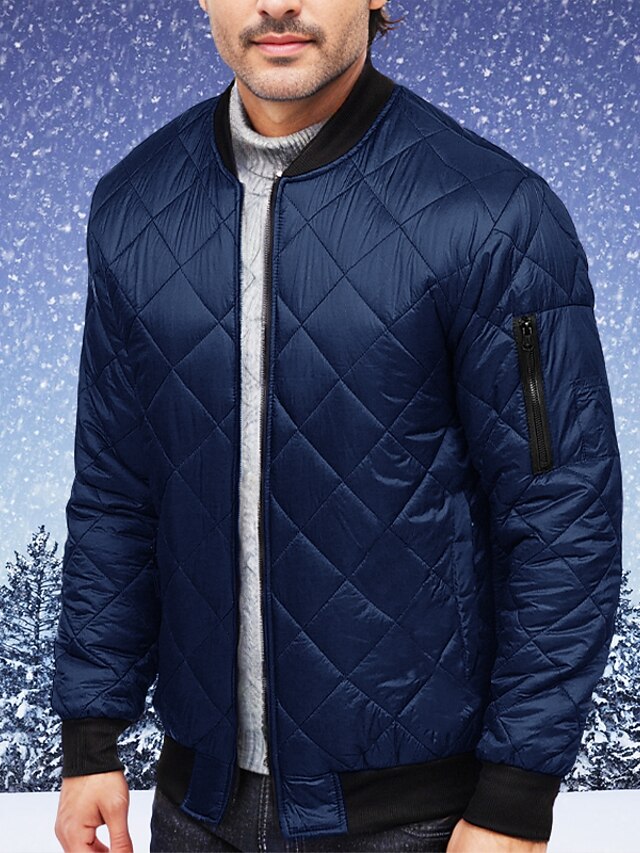 Men's Winter Jacket Quilted Jacket Outdoor Daily Wear Warm Pocket Fall