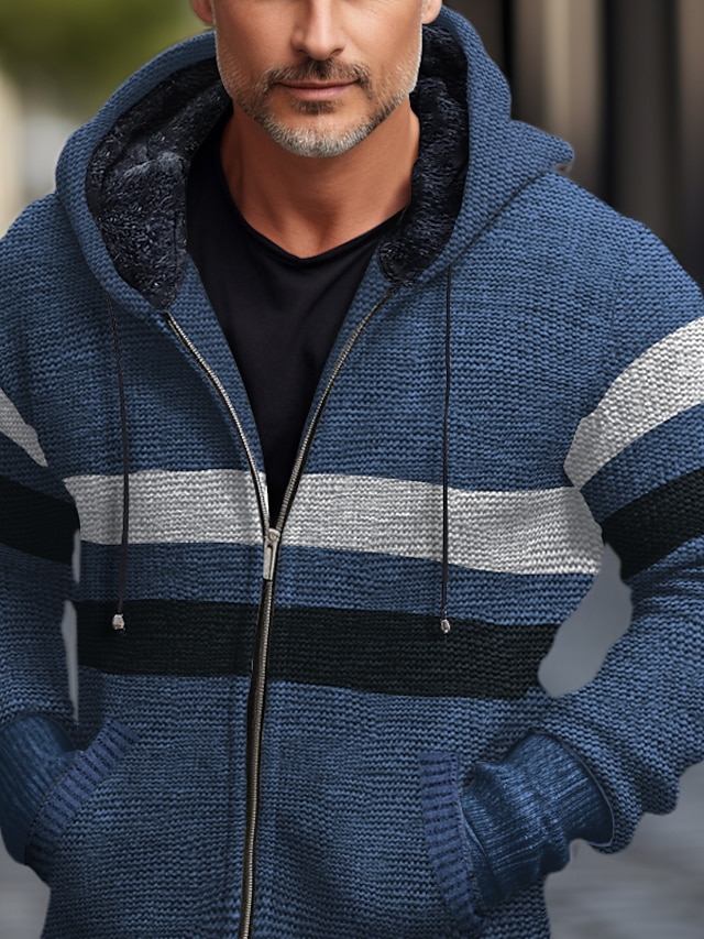 Men's Cardigan Sweater Chunky Cardigan Ribbed Knit Regular Button