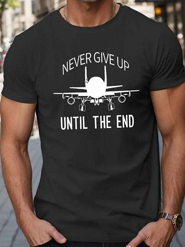  Letter Airplane Black White Gray T shirt Tee Men's Graphic Cotton Blend Shirt Sports Classic Shirt Short Sleeve Comfortable Tee Sports Outdoor Holiday Summer Fashion Designer Clothing S M L XL XXL