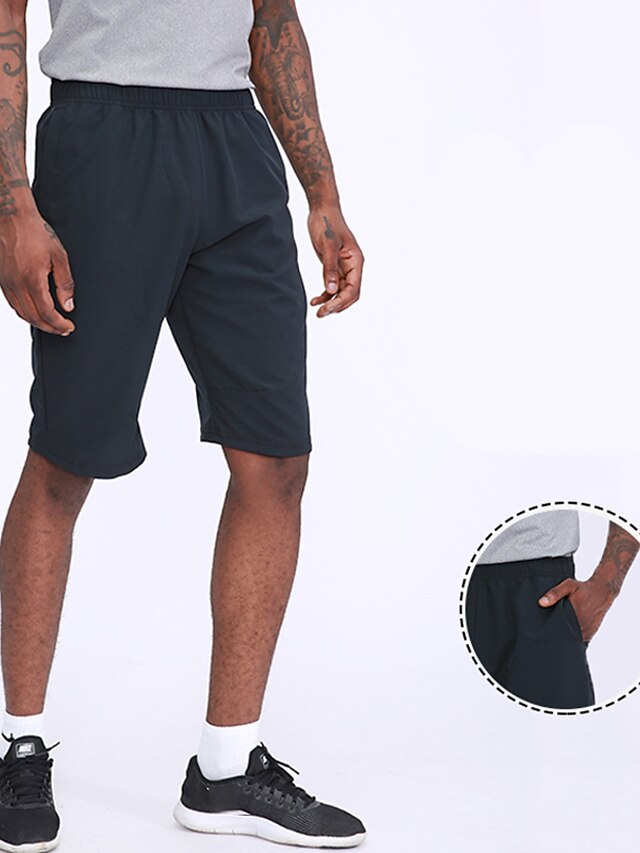  Men's Athletic Shorts Basketball Shorts Running Shorts Sports Going out Weekend Breathable Quick Dry Running Casual Elastic Waist Plain Knee Length Gymnatics Activewear Black Army Green Micro-elastic