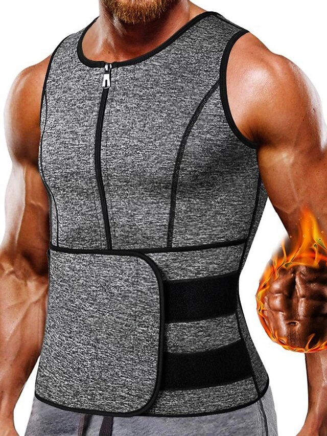  Men's Compression Tank Body Shaper Workout Tank Shapewear Men Tops Crew Neck Sleeveless Sports & Outdoor Vacation Going out Casual Daily Quick dry High Stretch Moisture Wicking Soft Plain Black Grey