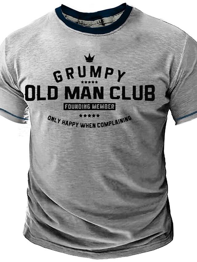  Graphic Letter Old Man Daily Designer Retro Vintage Men's 3D Print T shirt Tee Sports Outdoor Holiday Going out T shirt Navy Blue Light Grey Army Green Short Sleeve Crew Neck Shirt Spring & Summer