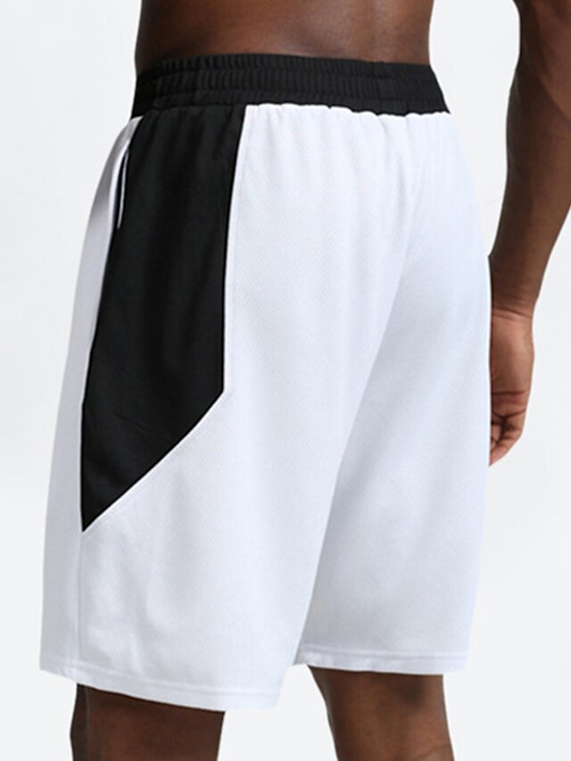  Men's Athletic Shorts Basketball Shorts Running Shorts Sports Going out Weekend Breathable Quick Dry Running Casual Elastic Waist Plain Knee Length Gymnatics Activewear Black White Micro-elastic