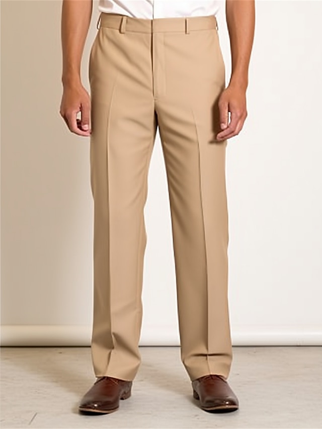  Men's Dress Pants Trousers Suit Pants Front Pocket Straight Leg Plain Comfort Business Daily Holiday Fashion Chic & Modern Khaki
