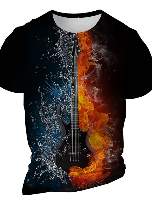  Carnival Graphic Flame Fire Daily Designer Casual Men's 3D Print T shirt Tee Sports Outdoor Holiday Going out T shirt Yellow Orange Green Short Sleeve Crew Neck Shirt Spring & Summer Clothing Apparel