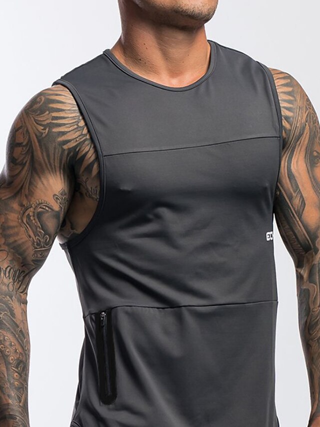  Men's GYM Tank Compression Tank Running Tank Tank Crew Neck Sleeveless Sports & Outdoor Vacation Going out Casual Daily Quick dry Moisture Wicking Breathable Soft Plain Black White Activewear Fashion