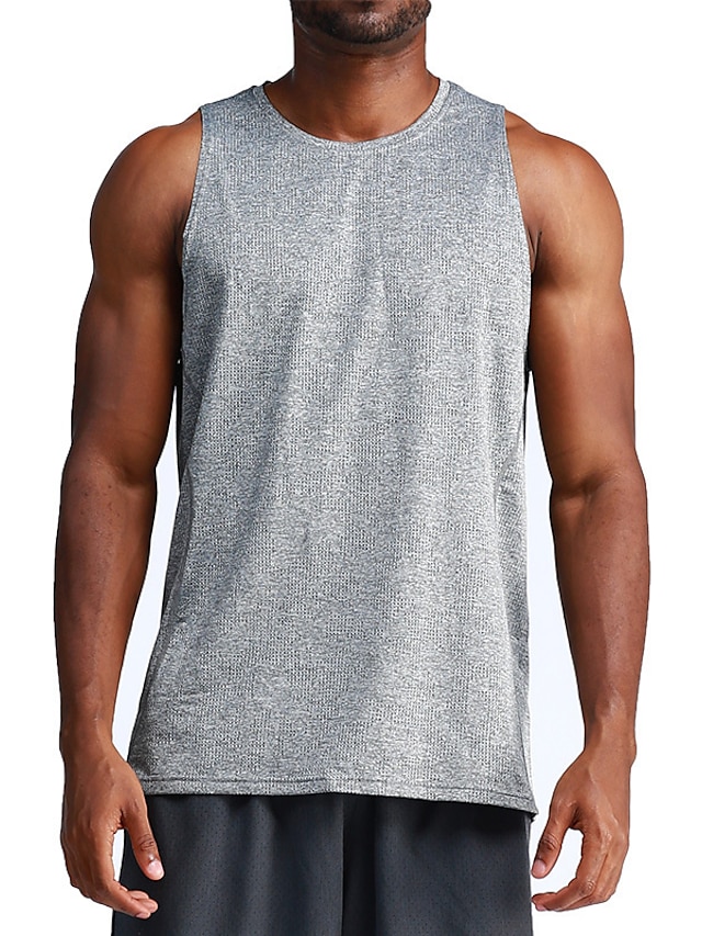  Men's GYM Tank Fitness Tank Basketball Shirt Men Tops Tank Crew Neck Sleeveless Street Vacation Going out Casual Daily Quick dry Moisture Wicking Breathable Plain Black White Activewear Fashion Basic