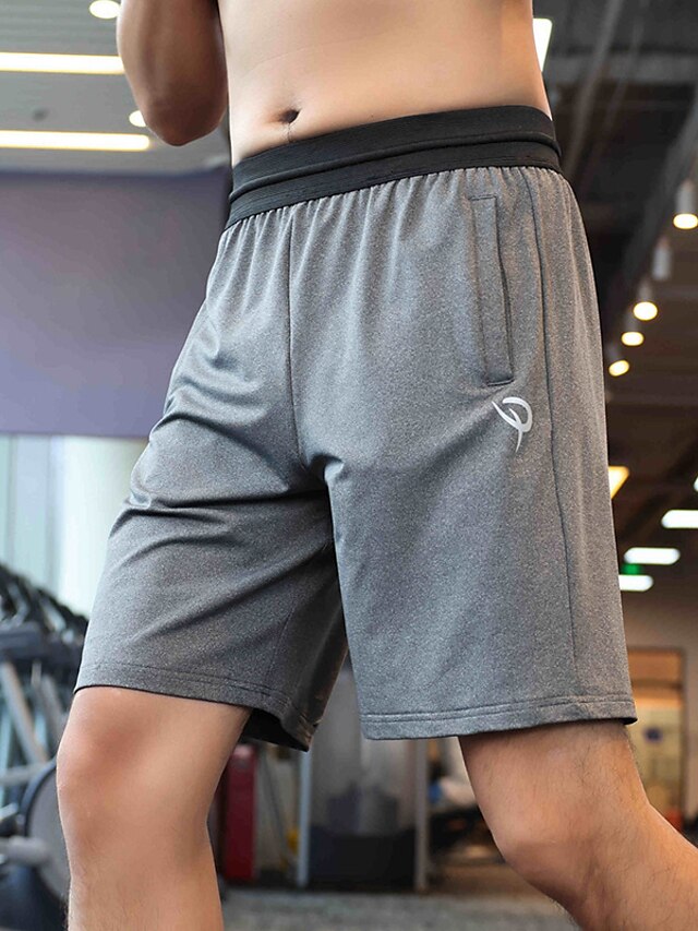  Men's Athletic Shorts Running Shorts Gym Shorts Sports Going out Weekend Breathable Quick Dry Running Casual Pocket Plain Knee Length Gymnatics Activewear Black Grey Micro-elastic