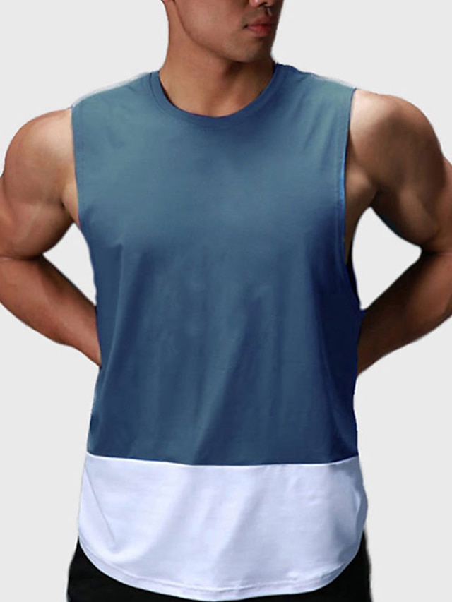 Men's GYM Tank Running Tank Workout Tank Men Tops Crew Neck Sleeveless ...