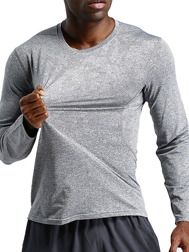  Men's Gym Shirt Running Shirt Training Shirt Men Tops Tee Crew Neck Long Sleeve Street Vacation Going out Casual Daily Quick dry Moisture Wicking Breathable Plain Black White Activewear Fashion Basic