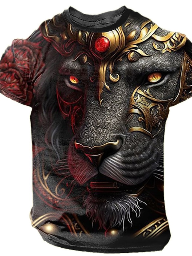  Graphic Animal Tiger Daily Designer Retro Vintage Men's 3D Print T shirt Tee Sports Outdoor Holiday Going out T shirt Blue Red & White Purple Short Sleeve Crew Neck Shirt Spring & Summer Clothing