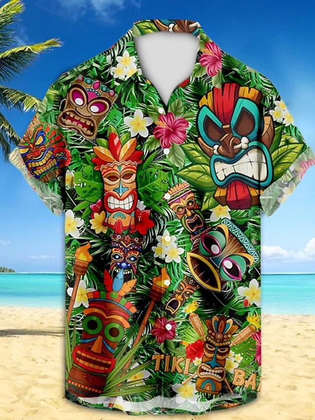Chemise Hawaïenne Garçon Manches Courtes Imprimé Tropical - Chemise Été Décontractée Boutons