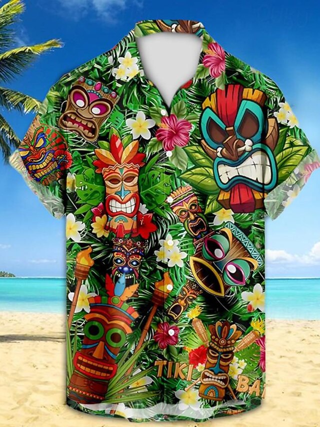 Chemise Hawaïenne Homme à Manches Courtes - Imprimé Tropical, Coupe Décontractée, Tissu Léger Pour L'Été, Vacances, Plage