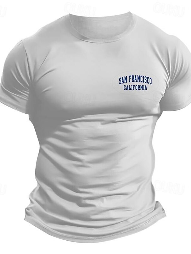  San Francisco Californa Printed Men's Graphic Cotton T Shirt Sports Classic Shirt Short Sleeve Comfortable Tee Sports Outdoor Holiday Summer Fashion Designer Clothing