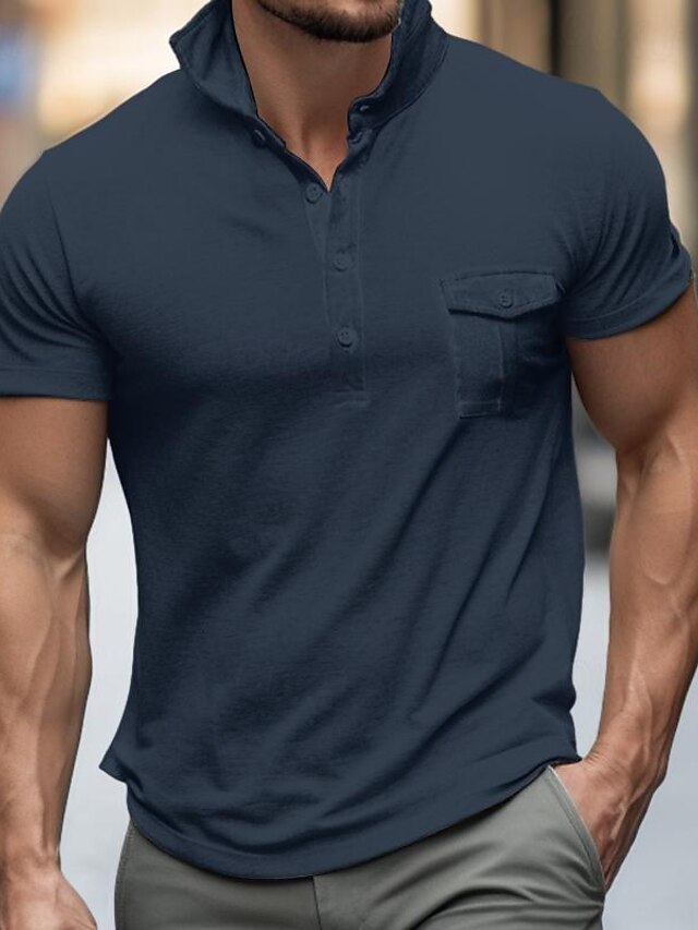 Men's Henley Shirt Tee Top Plain Henley Street Vacation Short Sleeves ...