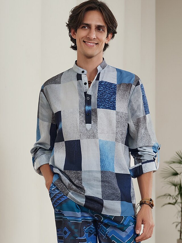 Chemise Simms Homme à Carreaux Bleu Manches Courtes - Taille L - Occasion