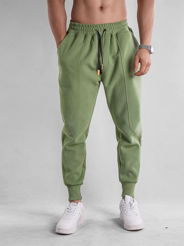  Men's Sweatpants Joggers Trousers Drawstring Elastic Waist Elastic Cuff Plain Comfort Breathable Casual Daily Holiday Sports Fashion Black Green
