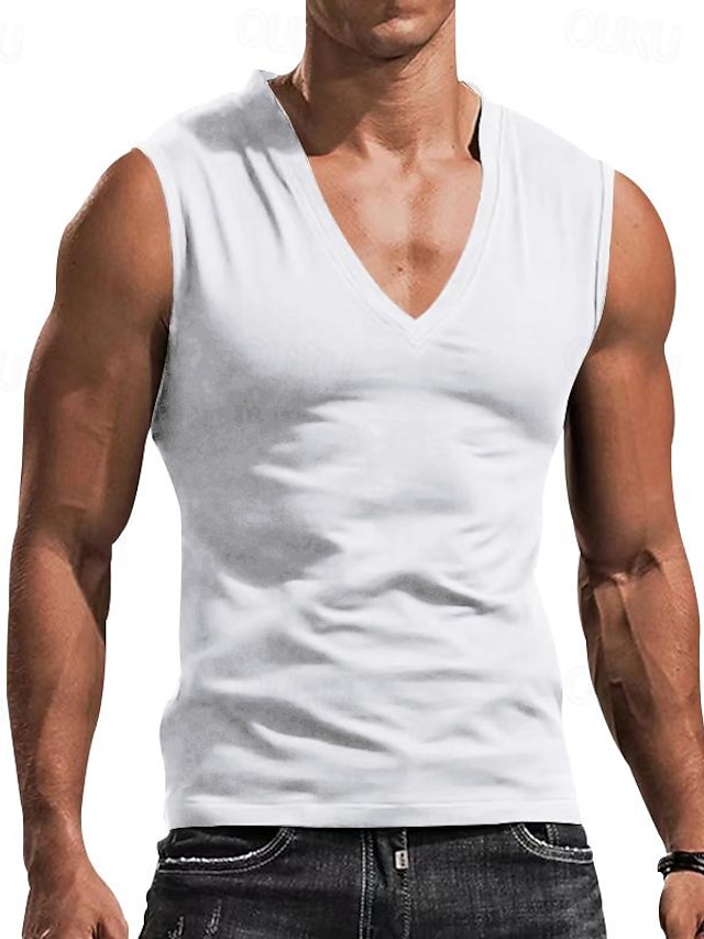 Men's GYM Tank Running Tank Workout Tank Men Tops V Neck Sleeveless ...