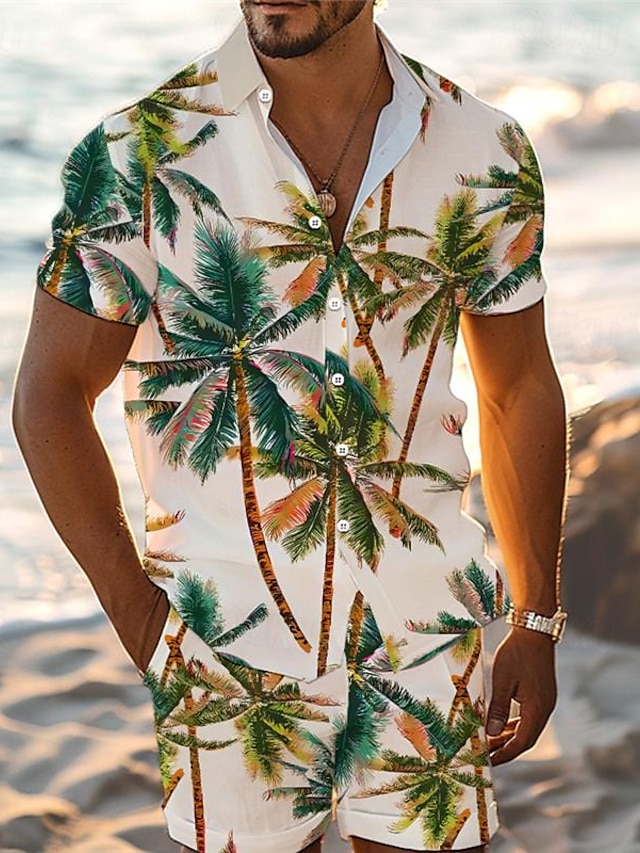 Palm Tree Tropical Men's Resort 3D Printed Hawaiian Shirt And Shorts ...