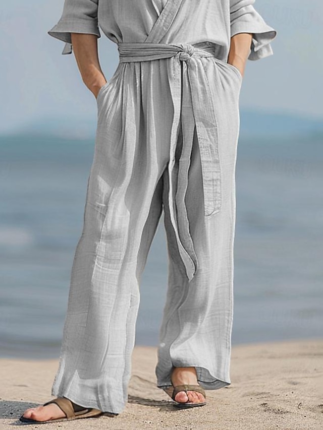 Voqeen Pantalon de Lin Taille Haute pour Femmes Pantalon D'été 7/8 en Coton de Lin Ample Pantalon Léger Décontracté Comfy Gauze avec Poches Voqeen Pantalon de Lin Taille Haute pour Femmes Pantalon D'été 7/8 en Coton de Lin Ample Pantalon Léger Décontracté Comfy Gauze avec Poches