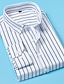 cheap Dress Shirts-Men&#039;s Shirt Dress Shirt Striped Collar Button Down Collar Office / Career Causal Long Sleeve Tops Business Basic Casual Daily White Black Blue