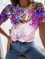 cheap Women&#039;s T-shirts-Women&#039;s T shirt Tee Designer 3D Print Floral Graphic 3D Design Short Sleeve Round Neck Daily Print Clothing Clothes Designer Basic White Blue Purple