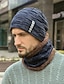 cheap Men&#039;s Hats-2pcs/set Winter Beanie Hats Scarf Set Warm Knit Hat Neck Warmer with Thick Fleece Lined Winter Hat and Scarf for Men Women