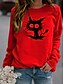 cheap Women&#039;s Hoodies &amp; Sweatshirts-Women&#039;s Sweatshirt Cat Graphic Print Sports &amp; Outdoor Casual Daily Hot Stamping Basic Hoodies Sweatshirts  Wine Red Gray Green