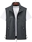 cheap Gilets-Men&#039;s Vest Breathable Soft Comfortable Fishing Daily Wear Festival Zipper Standing Collar Basic Business Casual Jacket Outerwear Solid Colored Multi Pocket Dark red Blue Black Black