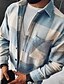 abordables Camisas gruesas-Hombre Camisa Sobrecamisa Enrejado Cuello Vuelto Verde Trébol Azul Piscina Amarillo Negro + Blanco Gris Exterior Calle Ropa Moda Casual Cómodo / Manga Larga