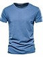 preiswerte Lässige T-Shirts für Herren-Herren T Shirt Kurzarm Weiß Schwarz Navy Feste Farbe Rundhalsausschnitt Täglich Kleidung Essential Dunkelgelb Marineblau Denim Blue