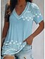 cheap Women&#039;s T-shirts-Women&#039;s T shirt Tee Designer Short Sleeve Geometric Ocean 3D Print V Neck Casual Holiday Print Clothing Clothes Designer Basic Ethnic Green Blue Light Green