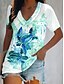 cheap Women&#039;s T-shirts-Women&#039;s T shirt Tee Designer Short Sleeve Geometric Ocean 3D Print V Neck Casual Holiday Print Clothing Clothes Designer Basic Ethnic Green Blue Light Green