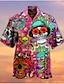 cheap Hawaiian Shirts-Men&#039;s Shirt Summer Shirt Summer Hawaiian Shirt Graphic Skull Turndown Red Blue Purple Green Print Outdoor Street Short Sleeve Button-Down Clothing Apparel Hawaiian Designer Casual Comfortable