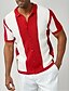 cheap Men&#039;s Casual Shirts-Men&#039;s Shirt Color Block Turndown Street Casual Button-Down Short Sleeve Tops Casual Fashion Comfortable White+Red / Beach