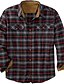 cheap Men&#039;s Printed Shirts-Men&#039;s Flannel Shirt Casual Daily Outdoor Print Check Plaid Graphic Patterned Turndown Street Button-Down Long Sleeve Tops Fashion Comfortable Wine White+Red Winter Spring Fall Warm