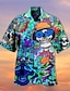 abordables Camisas hawaianas-Hombre Camisa Camisa de verano camisa hawaiana Graphic Cráneos Cuello Vuelto Rojo Azul Piscina Morado Verde Trébol Print Exterior Calle Manga Corta Abotonar Ropa Hawaiano Design Casual Cómodo
