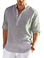 cheap Men&#039;s Casual Shirts-Men&#039;s Shirt Linen Shirt Solid Color Henley Street Casual Daily Button-Down Short Sleeve Tops Fashion Comfortable Breathable White Summer Vacation Holiday Beach Outdoor Lightweight Quick Dry