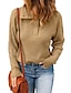 cheap Sweaters-Women&#039;s Pullover Sweater Jumper Knit Patchwork Button Solid Color V Neck Stylish Casual Street Causal Drop Shoulder Fall Winter Navy Brown One-Size / Long Sleeve / Holiday / Regular Fit